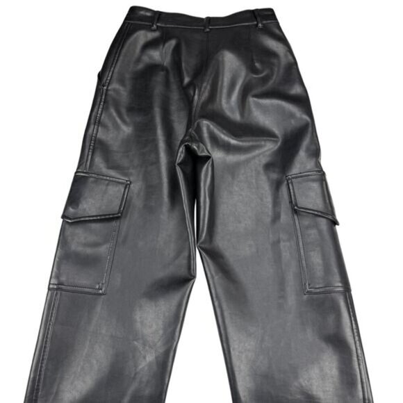 WILFRED FREE Aritzia Modern High-Rise Vegan Leather Black Cargo Pant Sz 00 - Picture 7 of 9